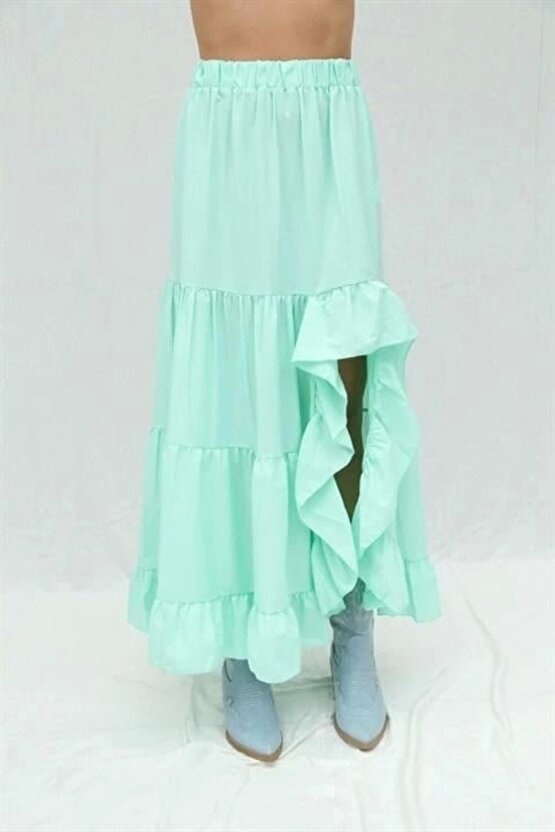 Audrey Fıfrlı Yırtmaç Detay Etek 4037