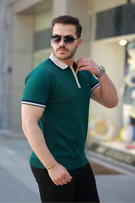 Erkek Renkli Yaka Kısa Kollu Tişört