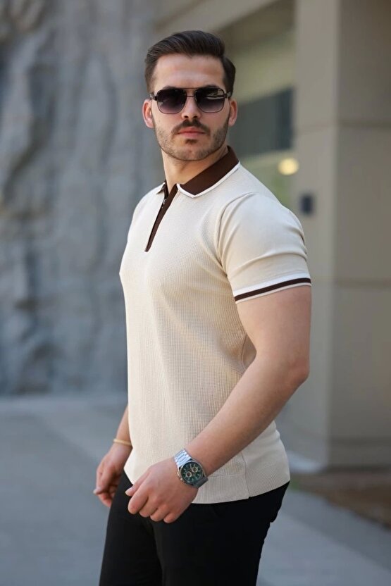 Erkek Renkli Yaka Kısa Kollu Tişört