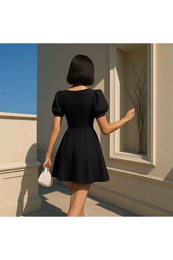 Kadın Dalgıç Kumaş Kalp Yaka Elbise