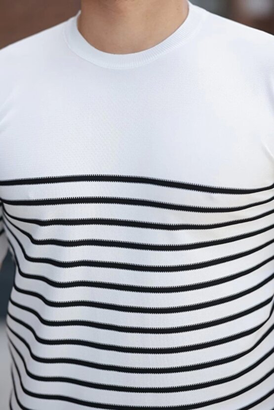 Erkek çizgi Desenli Bisiklet Yaka Kısa Kollu T-sihrt