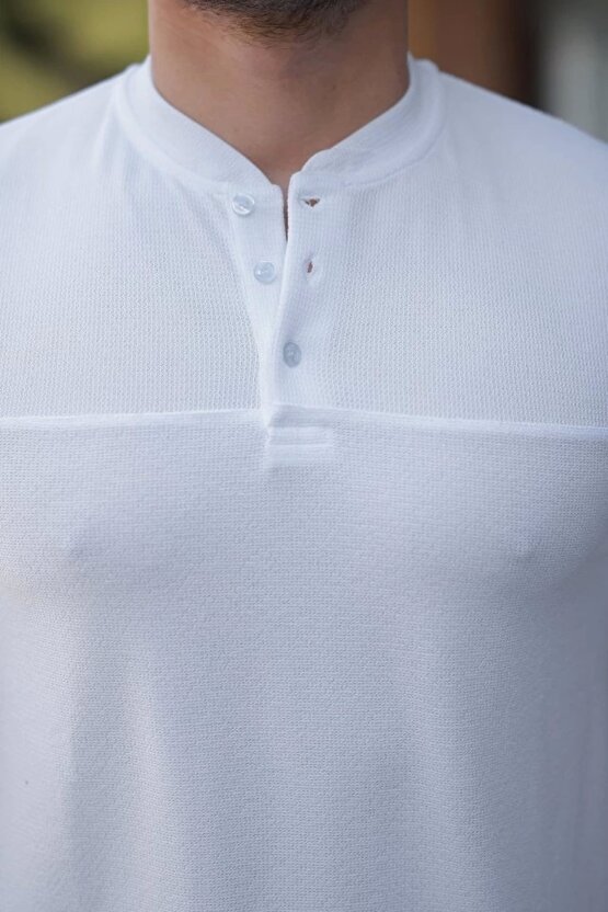 Erkek Hakim Yakalı Kısa Kollu Pamuklu T-shirt