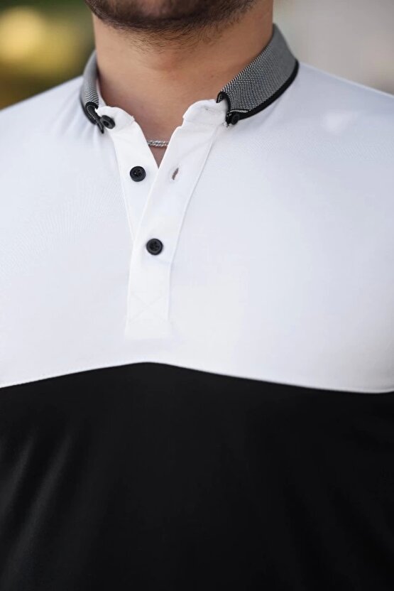 Erkek Yakalı çift Renk Kısa Kollu T-shirt