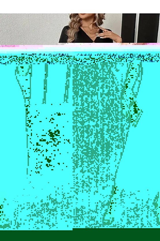 Kadın Kısa Kollu V Yakalı önden Düğmeli Yırtmaçlı Midi Viskon Elbise