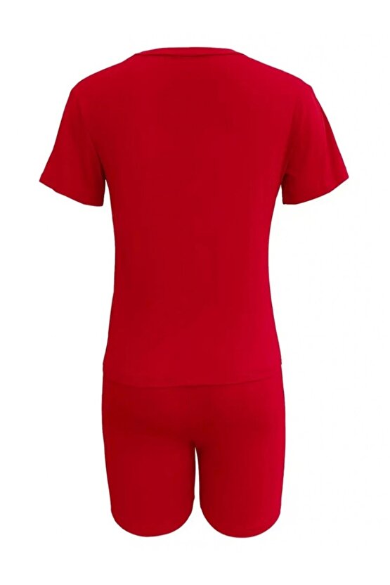 Kadın Kısa Kollu çapa Baskılı Viskon Ikili Takım