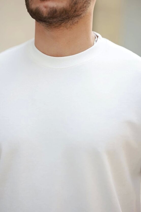 Erkek Basic Oversize Double Face Kumaş Kısa Kollu Tshirt