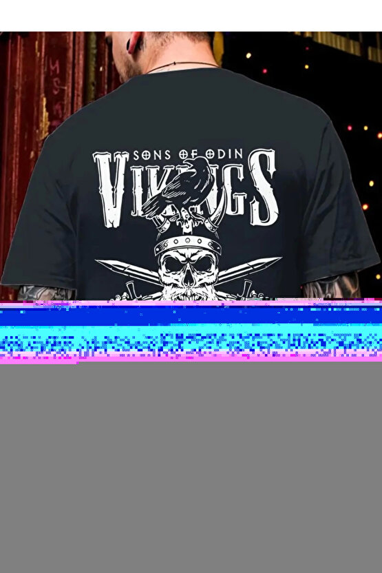 Baskılı Oversize Bisiklet Yaka T-shirt - Siyah