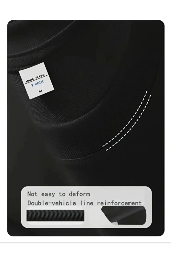 Baskılı Oversize Bisiklet Yaka T-shirt - Siyah