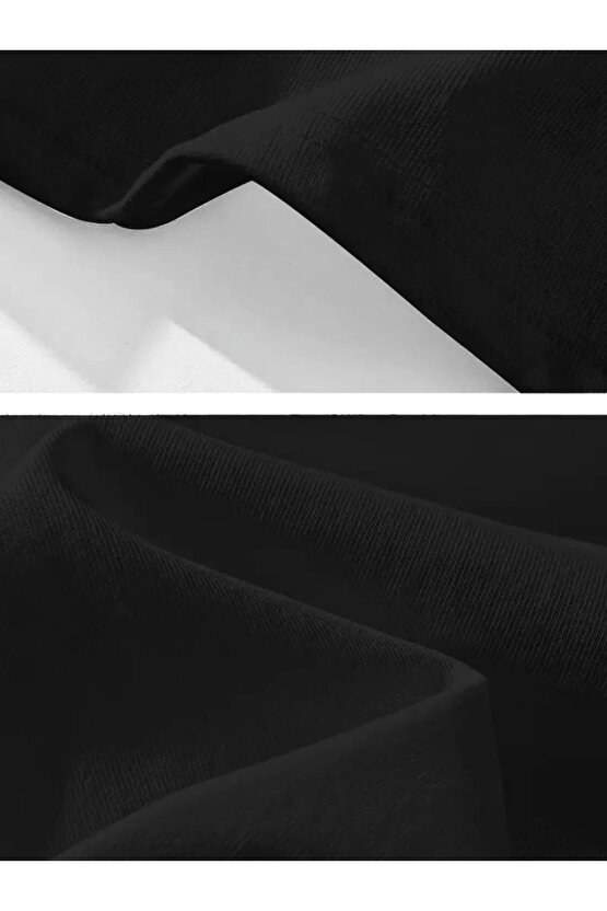 Baskılı Oversize Bisiklet Yaka T-shirt - Siyah