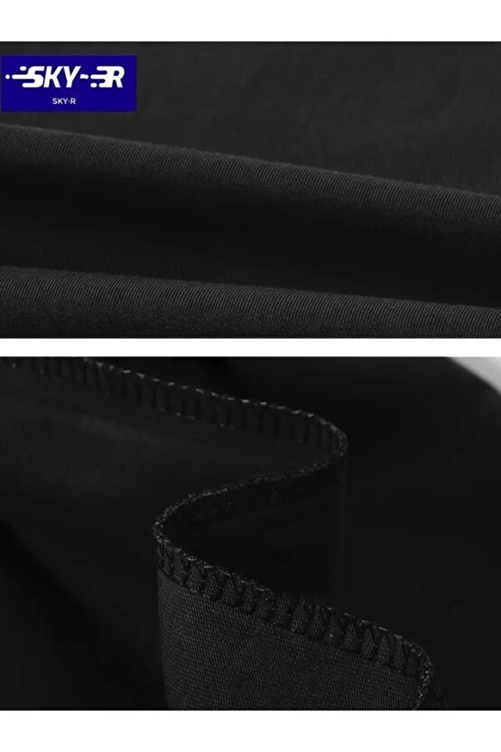 Baskılı Oversize Bisiklet Yaka T-shirt - Siyah