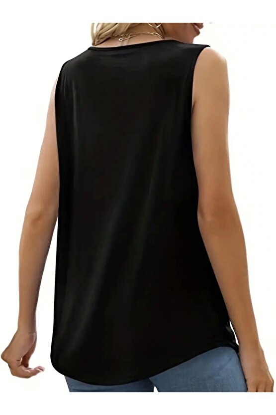 Kadın Askılı Yuvarlak Yaka Dantel Detaylı Viskon Bluz