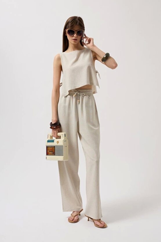 Yandan Bağlamalı Crop Bluz