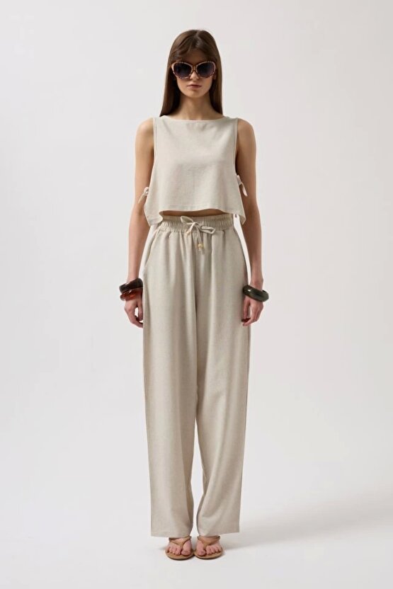 Yandan Bağlamalı Crop Bluz