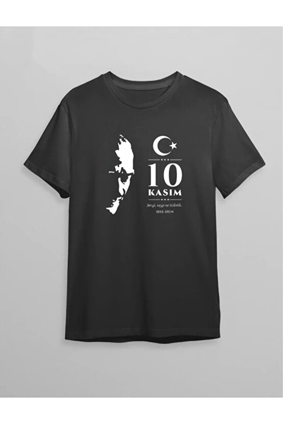 10 Kasım Atatürk Baskılı T-shirt - Siyah