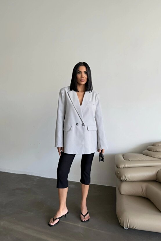 ARKASI YIRTMAÇ DETAYLI CEKET - Gri