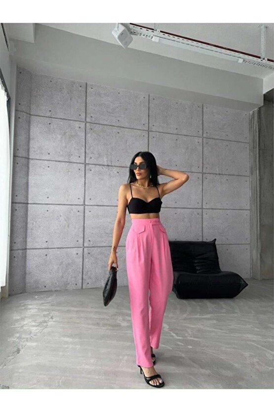 PANTOON KAPAI CEP 3 DÜĞE DETAYI Pembe