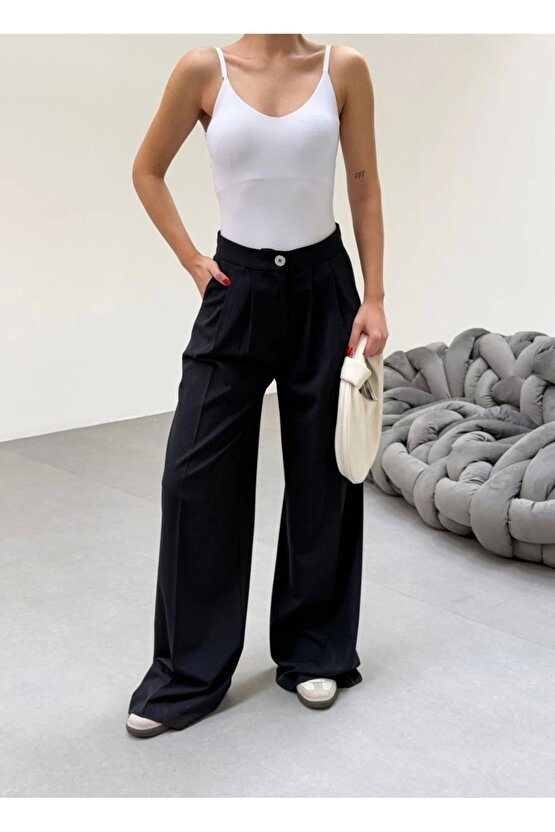 230 Gr Poly Viscose Full Lycra Pileli Palazzo Pantolon