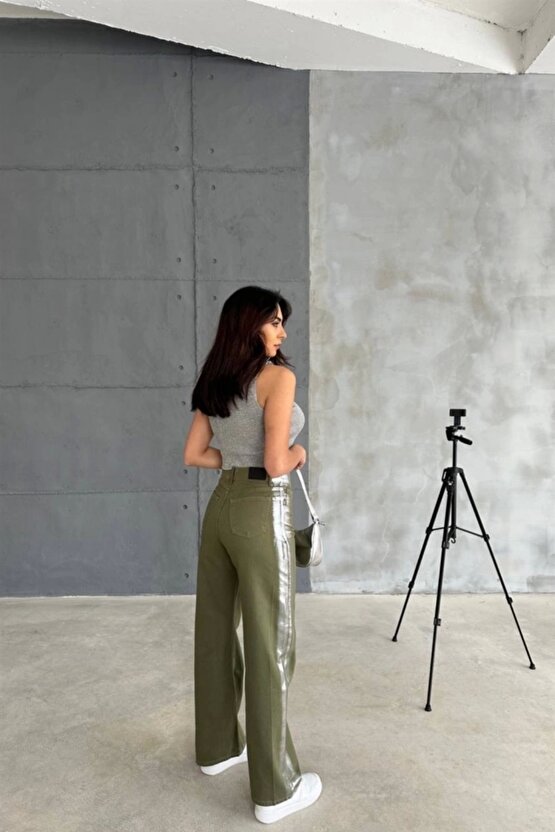 GABARDİN PALAZZO PANTOLON - Haki