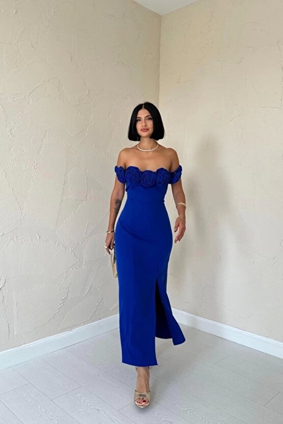 Saks Madonna Yaka Güllü Elbise