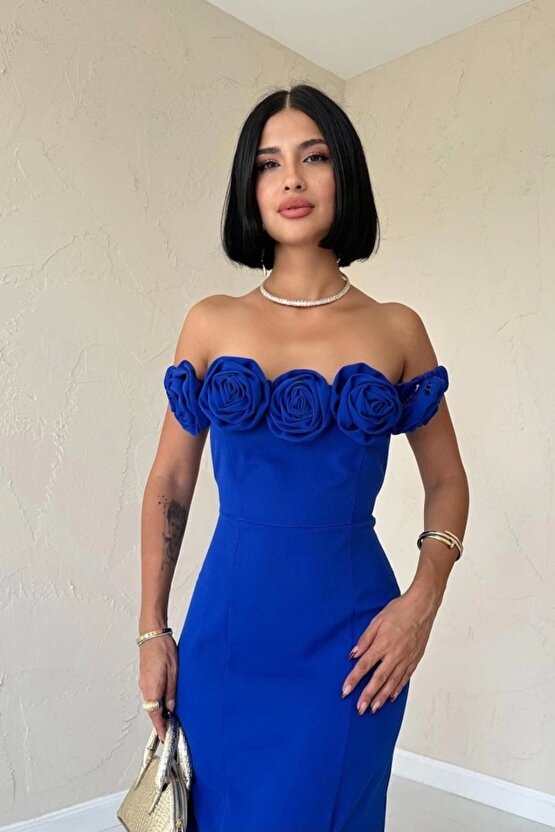 Saks Madonna Yaka Güllü Elbise