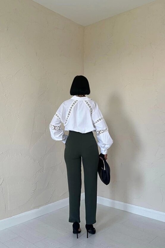 Haki Pensli Ve Dar Paça Pantolon