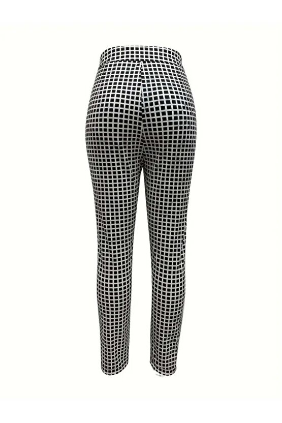 Kadın Yüksek Bel Desenli Dalgıç Pantolon