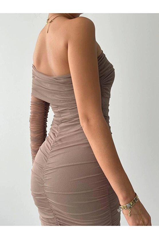 Polack Tek Omuz Tül Elbise