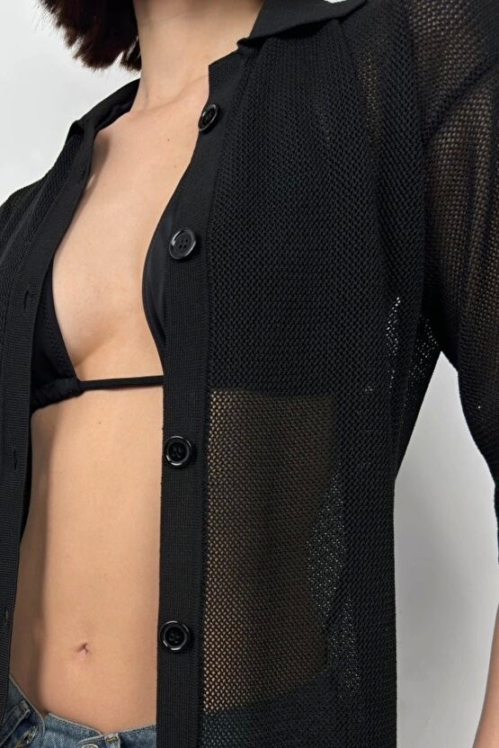 Polo Yaka Fileli Bluz