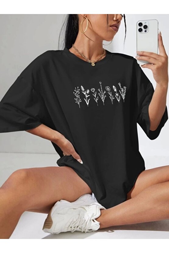 Baskılı Oversize Tshirt  iyah