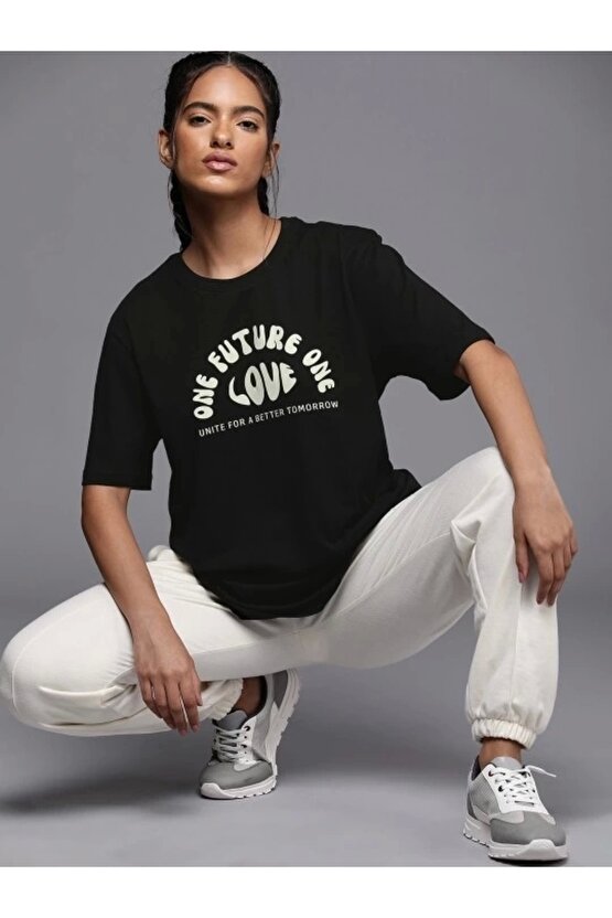 Baskılı Oversize Tshirt  iyah