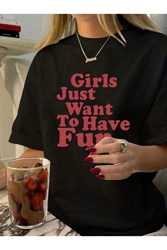 Baskılı Oversize Tshirt  iyah