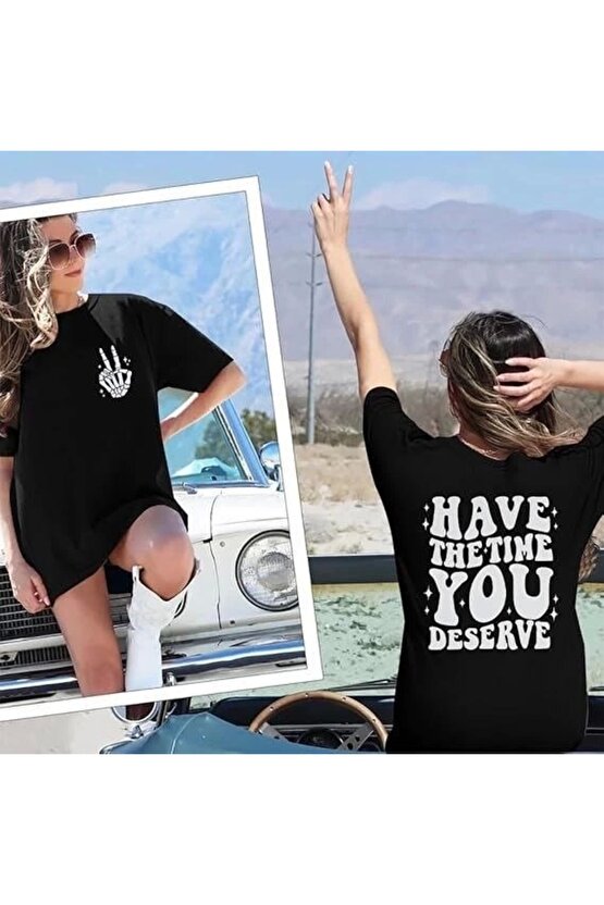 Bisiklet Yaka Kısa Kol Baskılı Tshirt  iyah