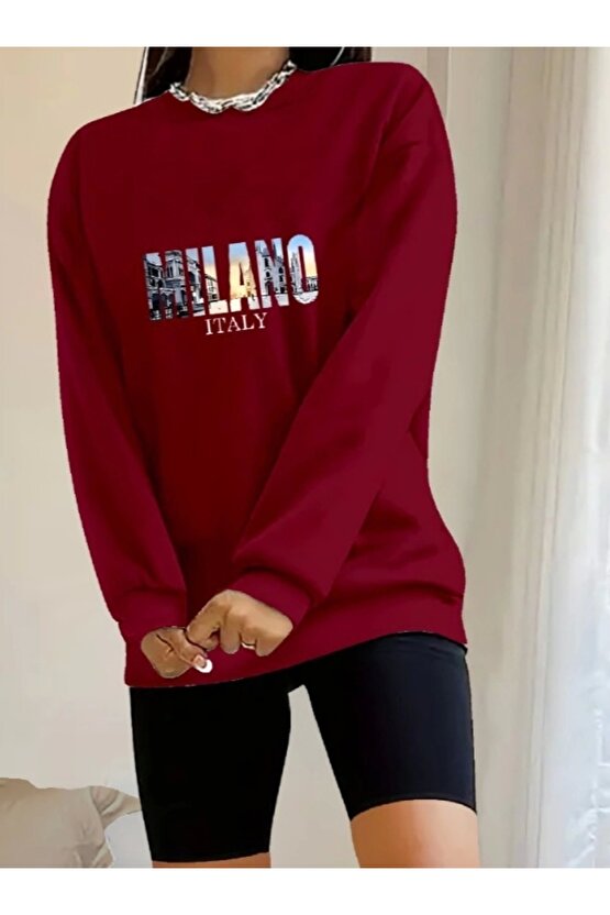 Kadın Uzun Kollu Bisiklet Yaka Desenli Viskon Iki Iplik Bluz