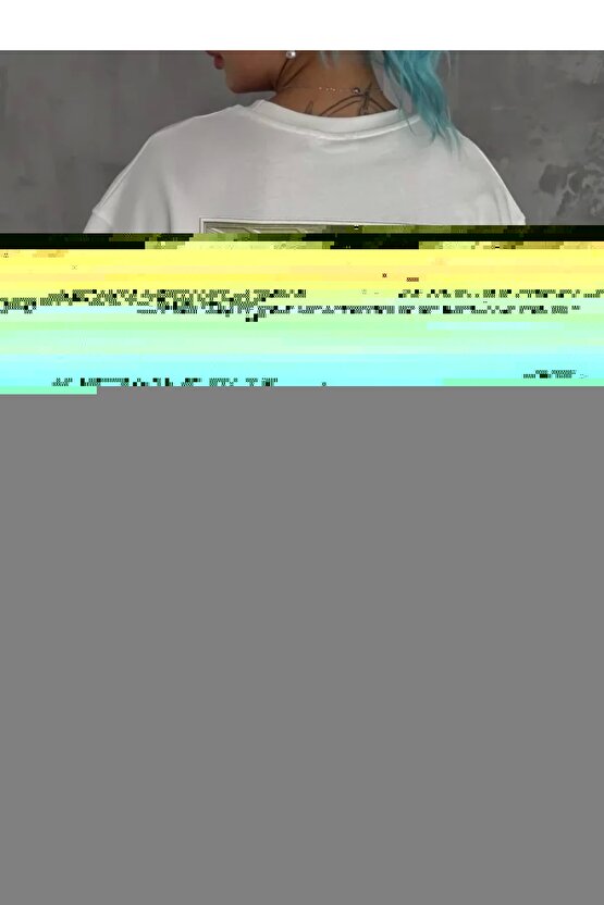 Unisex Baskılı Oversize Thirt Beyaz