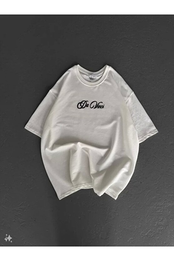 Unisex Baskılı Oversize Thirt Beyaz