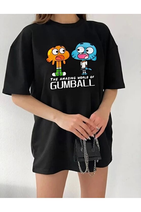 Bisiklet Yaka Baskılı Oversize Thirt  iyah