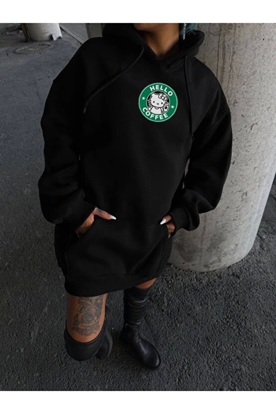 Üç İplik Penye Uzun Kol Kapşonlu weathirt iyah