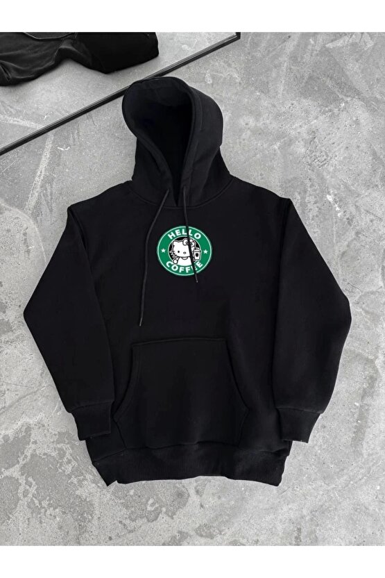 Üç İplik Penye Uzun Kol Kapşonlu weathirt iyah