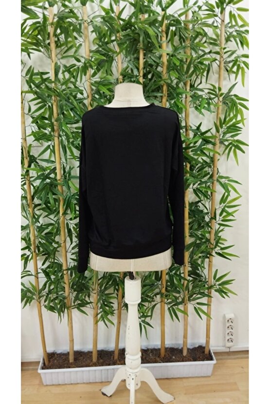 Kadın Uzun Kollu Bisiklet Yaka Desenli Viskon Iki Iplik Bluz