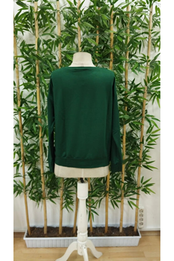 Kadın Uzun Kollu Bisiklet Yaka Desenli Viskon Iki Iplik Bluz