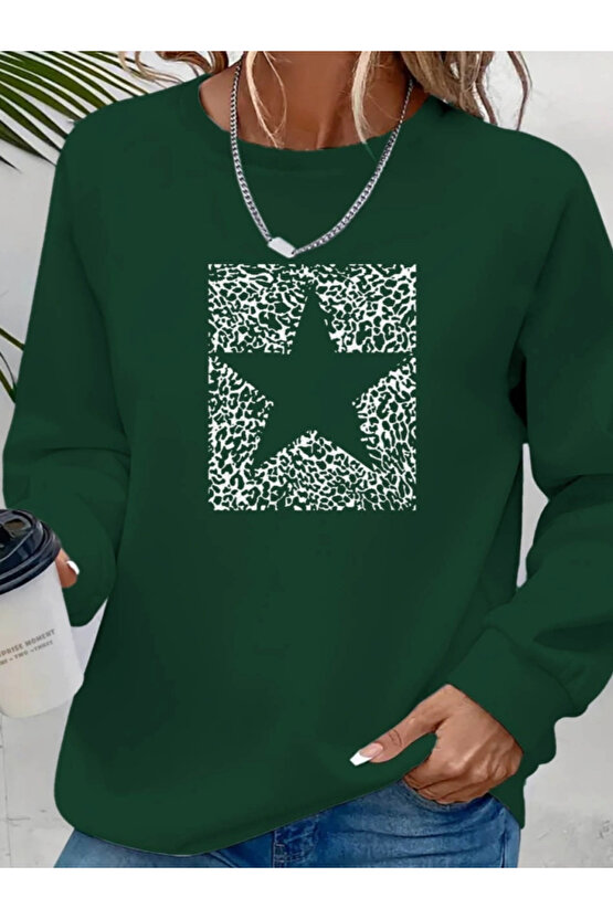 Kadın Uzun Kollu Bisiklet Yaka Desenli Viskon Iki Iplik Bluz