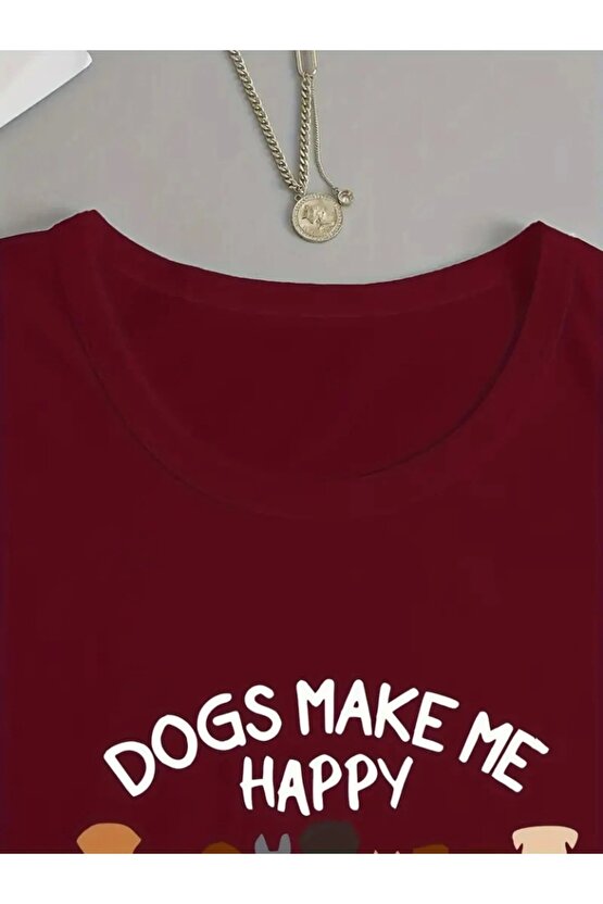 Kadın Uzun Kollu Bisiklet Yaka Köpek Resimli Viskon Bluz