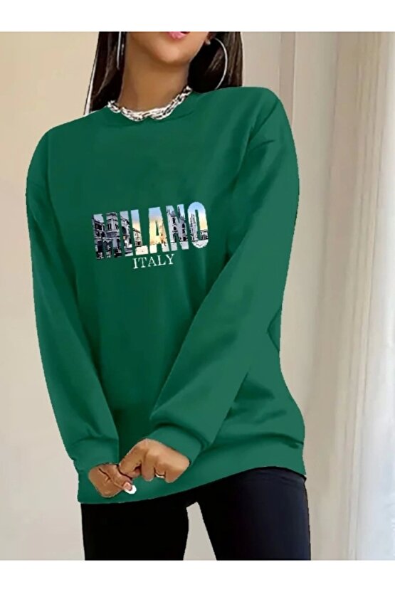 Kadın Uzun Kollu Bisiklet Yaka Desenli Viskon Iki Iplik Bluz