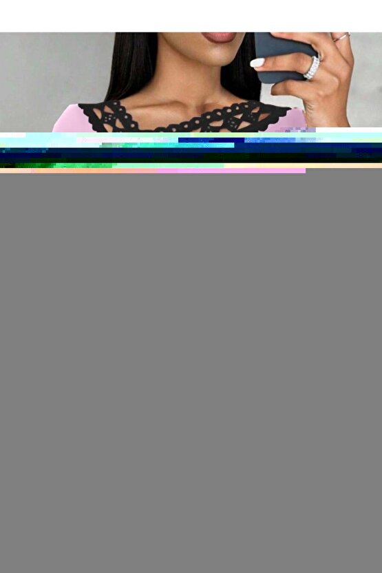 Kadın Kısa Kollu Dantel Yaka Viskon Bluz