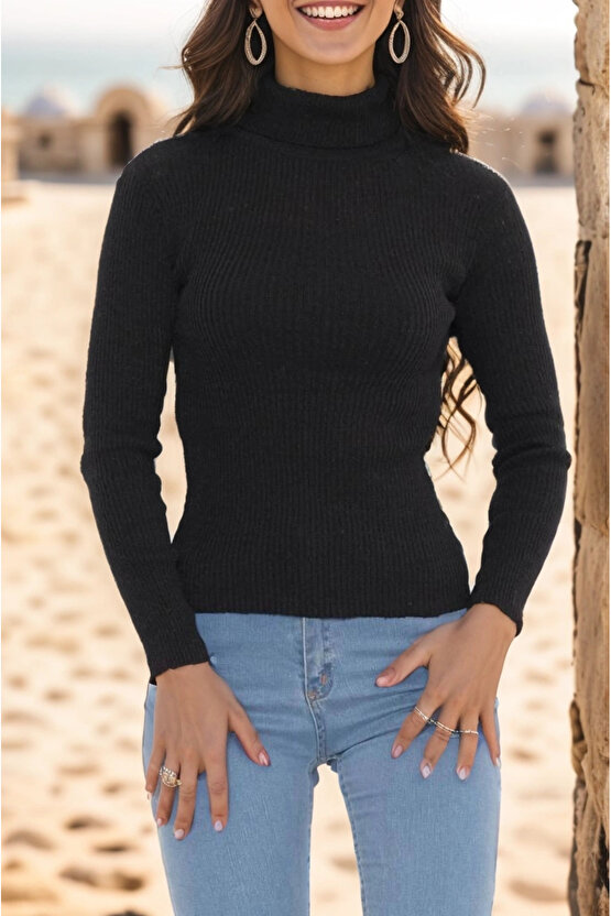 Balıkçı Yaka Body Siyah