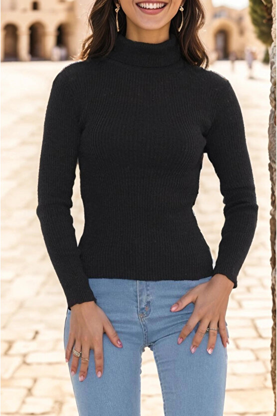 Balıkçı Yaka Body Siyah