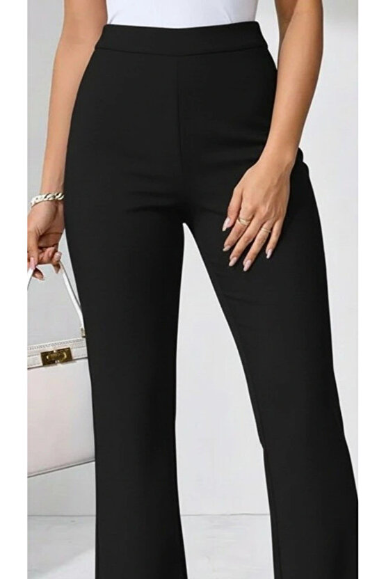 Kadın Yüksek Bel Paçaya Doğru Geniş Dalgıç Pantolon