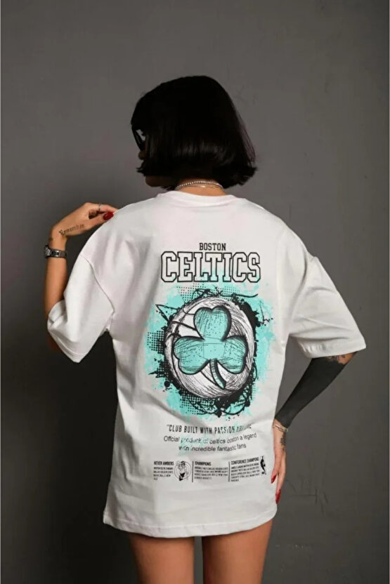 Sırt Baskılı T-shirt - Beyaz