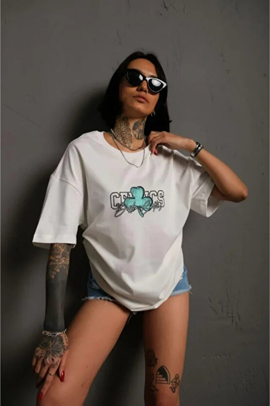 Sırt Baskılı T-shirt - Beyaz