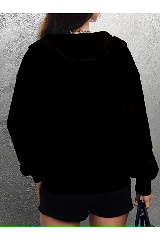 Kadın Uzun Kollu Kapşonlu Fermuarlı önden Cep Detaylı şardonlu Iki Iplik Ceket